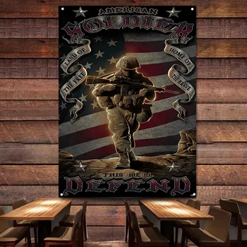 Флаг солдата морской пехоты США с 4 Люверсами На Заказ Персонализированный Плакат Военного Искусства Vintage Man Cave Pub Club Wall Decor Баннер